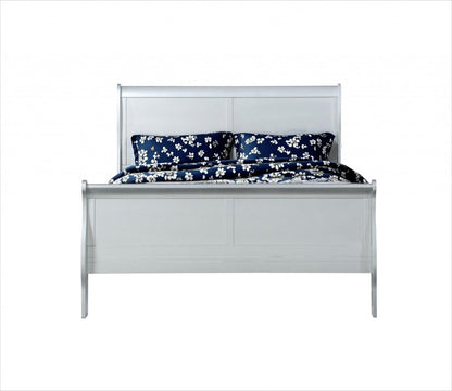 King Silver Sleigh Bed HomeRoots
