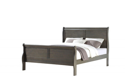 Dark Gray King Sleigh Bed - FurniFindUSA