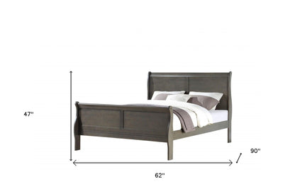 Dark Gray King Sleigh Bed - FurniFindUSA