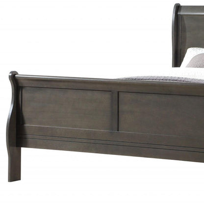 Dark Gray King Sleigh Bed - FurniFindUSA