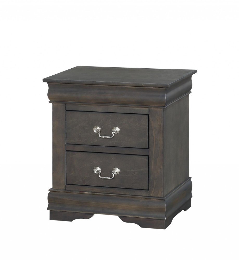 24" Gray Two Drawers Nightstand HomeRoots