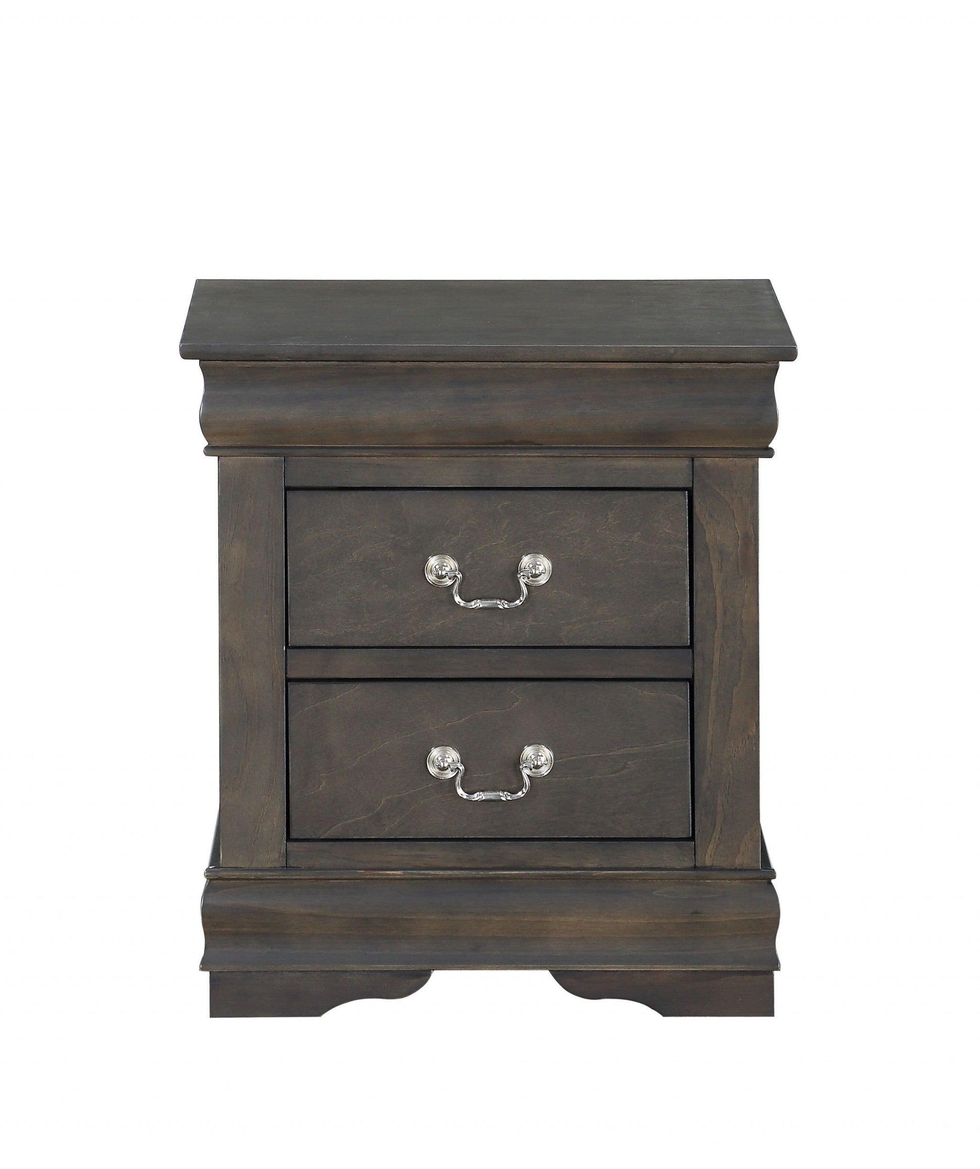 24" Platinum Two Drawers Nightstand - FurniFindUSA