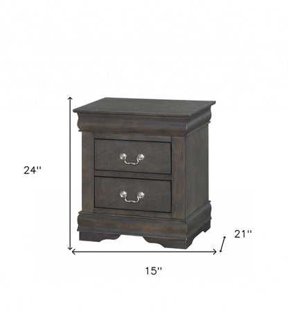 24" Platinum Two Drawers Nightstand - FurniFindUSA