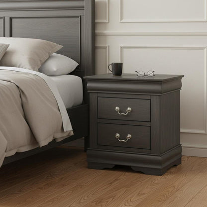 24" Gray Two Drawers Nightstand HomeRoots