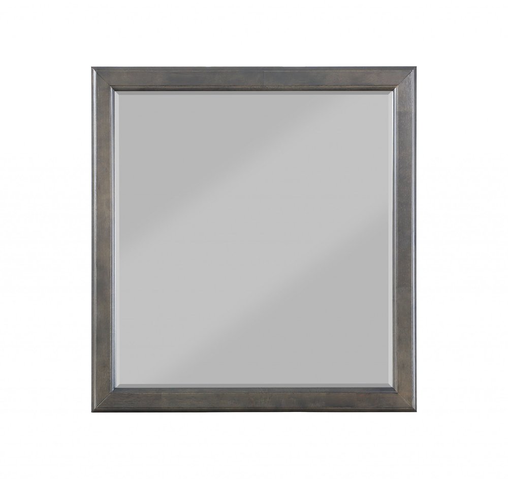 38" Gray Square Wood Framed Accent Mirror HomeRoots