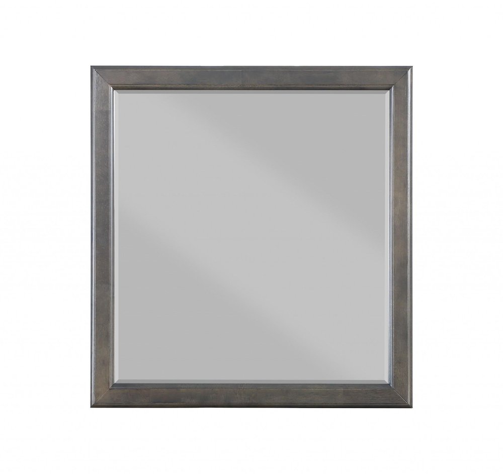 38" Gray Square Wood Framed Accent Mirror HomeRoots