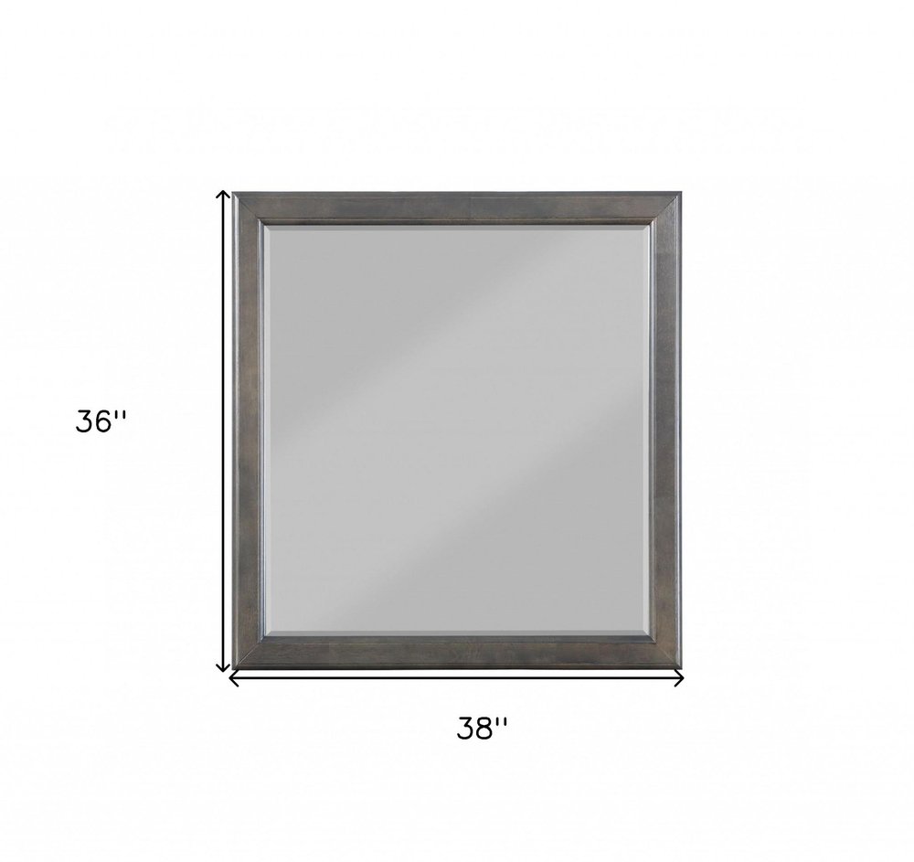 38" Gray Square Wood Framed Accent Mirror HomeRoots