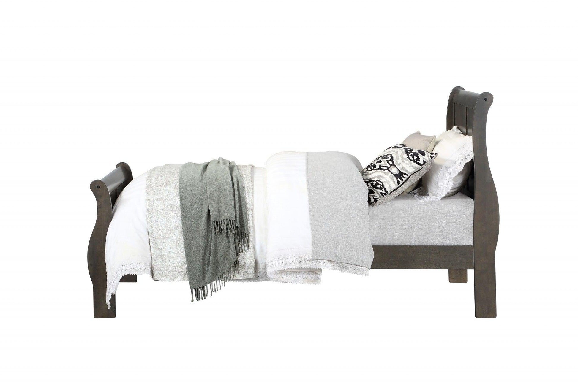 Dark Gray King Sleigh Bed - FurniFindUSA