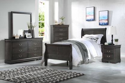 Dark Gray King Sleigh Bed - FurniFindUSA