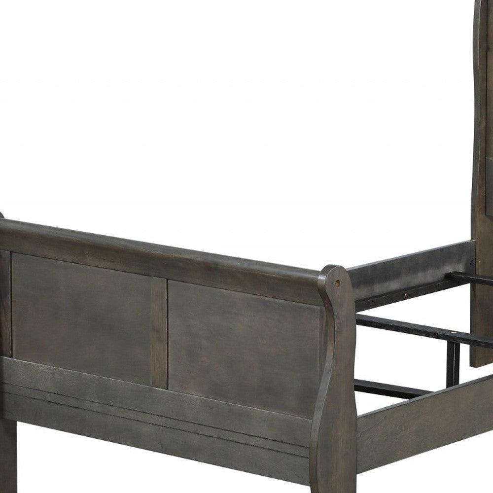 Dark Gray King Sleigh Bed - FurniFindUSA