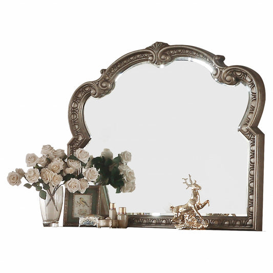 Antique Champagne Finish Baroque Style Wall Mirror - FurniFindUSA