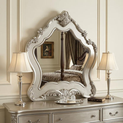 48" White Abstract Wood Framed Mounted Dresser Mirror HomeRoots