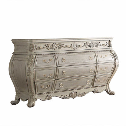 73" Off White Solid Wood Nine Drawer Double Dresser HomeRoots