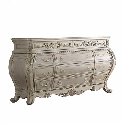 73" Off White Solid Wood Nine Drawer Double Dresser HomeRoots