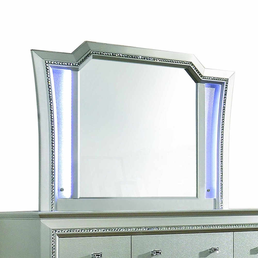 38" Champagne Abstract Wood Framed Mounted Dresser Mirror HomeRoots