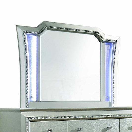 38" Champagne Abstract Wood Framed Mounted Dresser Mirror HomeRoots