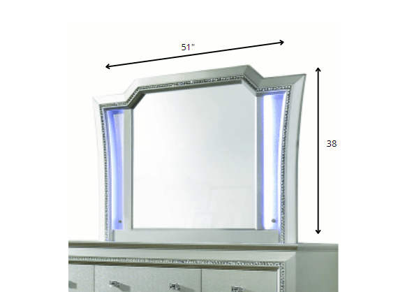 Sparkling Finish Wall Mirror With Led Lights And Trim - FurniFindUSA