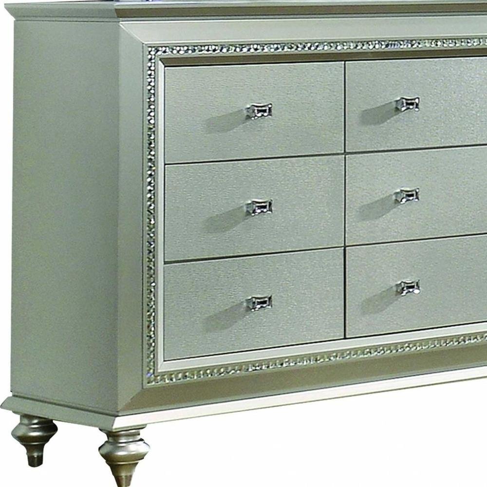 18" Champagne Wood Five Drawer Dresser HomeRoots