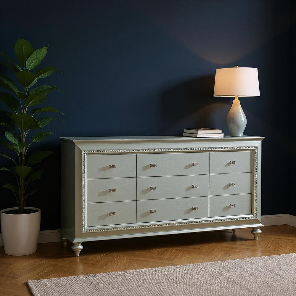 18" Champagne Wood Five Drawer Dresser HomeRoots