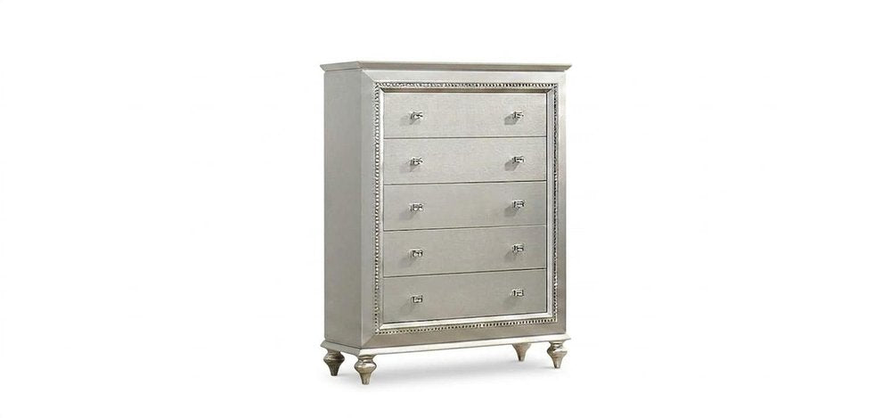 18" Champagne Wood Five Drawer Dresser HomeRoots