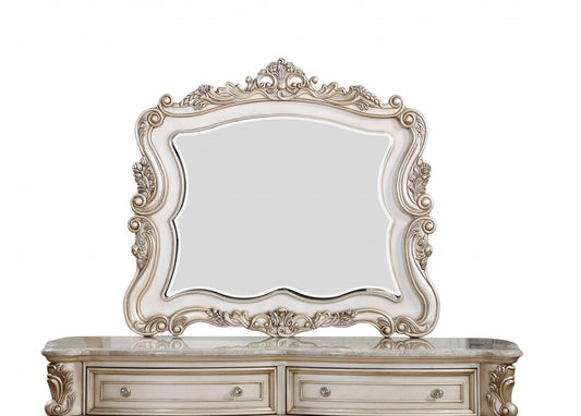 White Novelty Dresser Solid Wood Mirror - FurniFindUSA