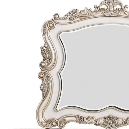 White Novelty Dresser Solid Wood Mirror - FurniFindUSA