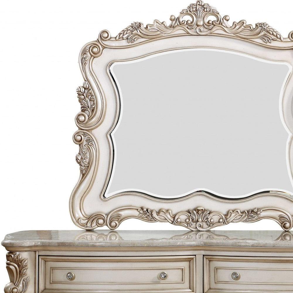 White Novelty Dresser Solid Wood Mirror - FurniFindUSA