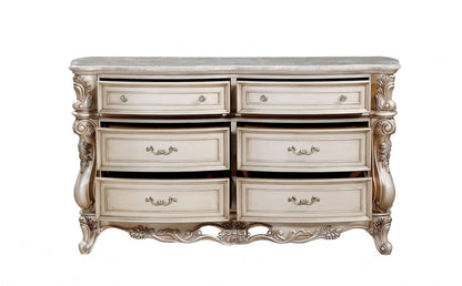 72" Beige Solid Wood Six Drawer Double Dresser HomeRoots