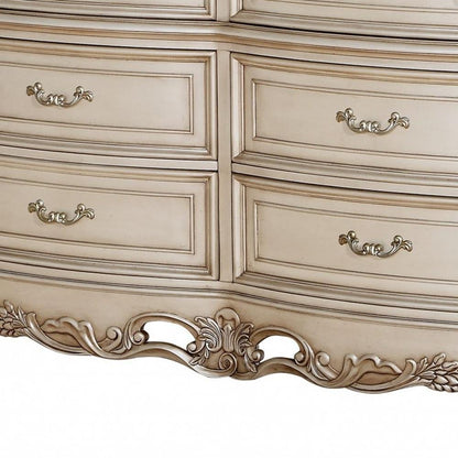 72" Beige Solid Wood Six Drawer Double Dresser HomeRoots