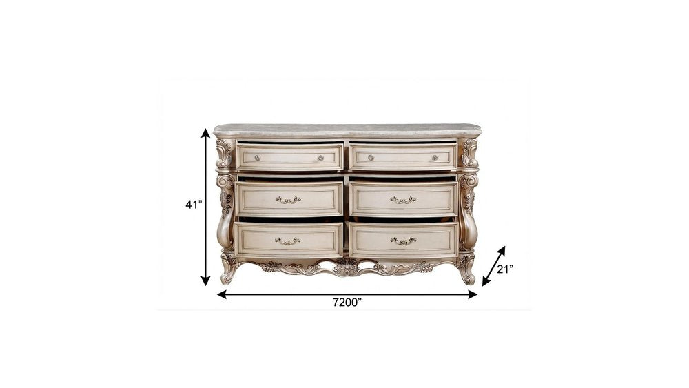 72" Beige Solid Wood Six Drawer Double Dresser HomeRoots
