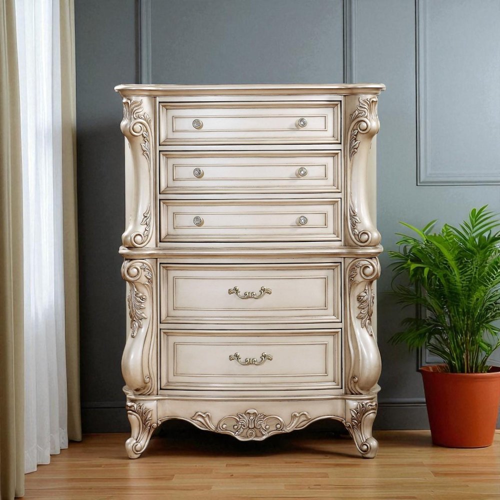72" Beige Solid Wood Six Drawer Double Dresser HomeRoots