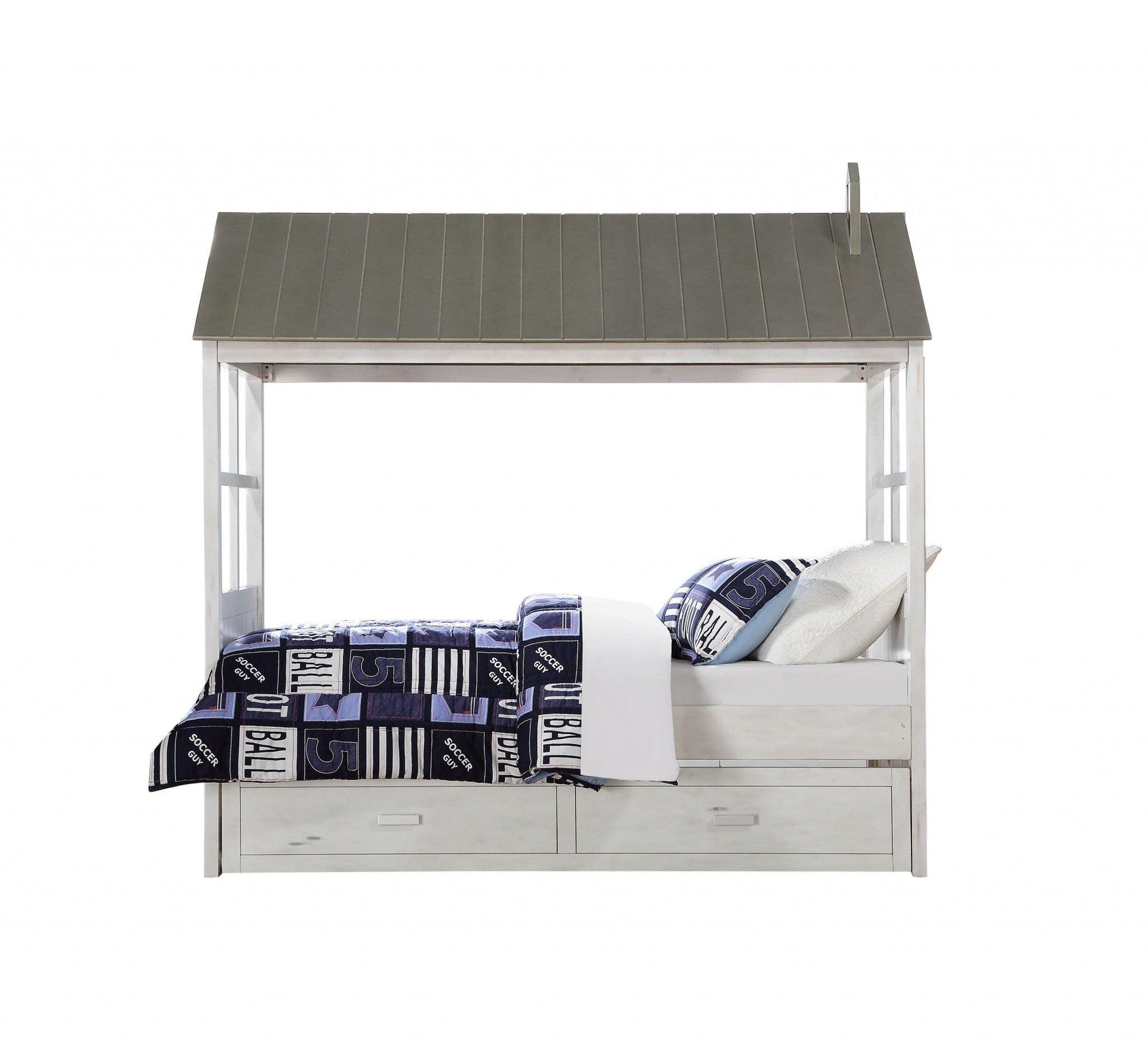 Twin White Two Drawers Bed - FurniFindUSA