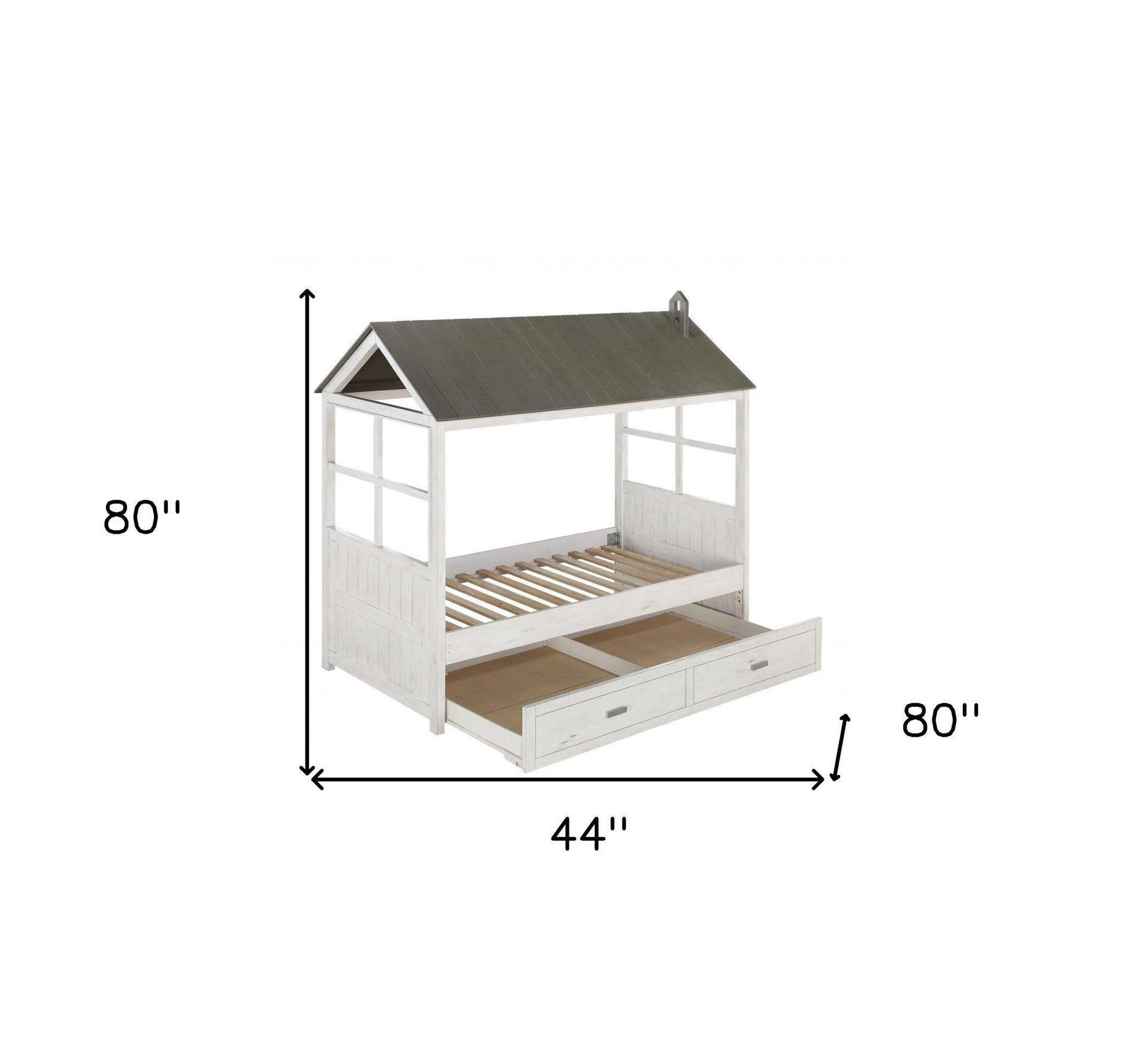 Twin White Two Drawers Bed - FurniFindUSA