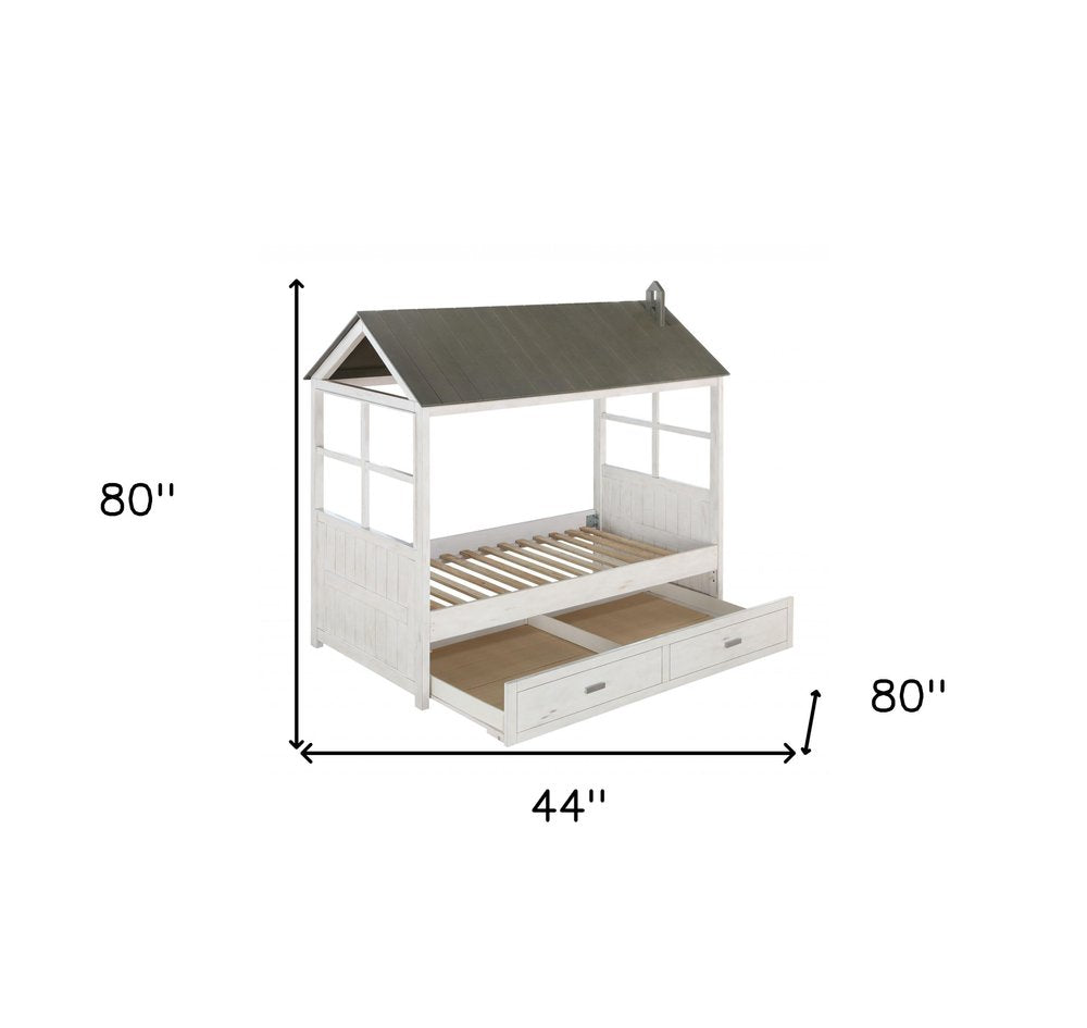 Twin White Two Drawers Bed HomeRoots