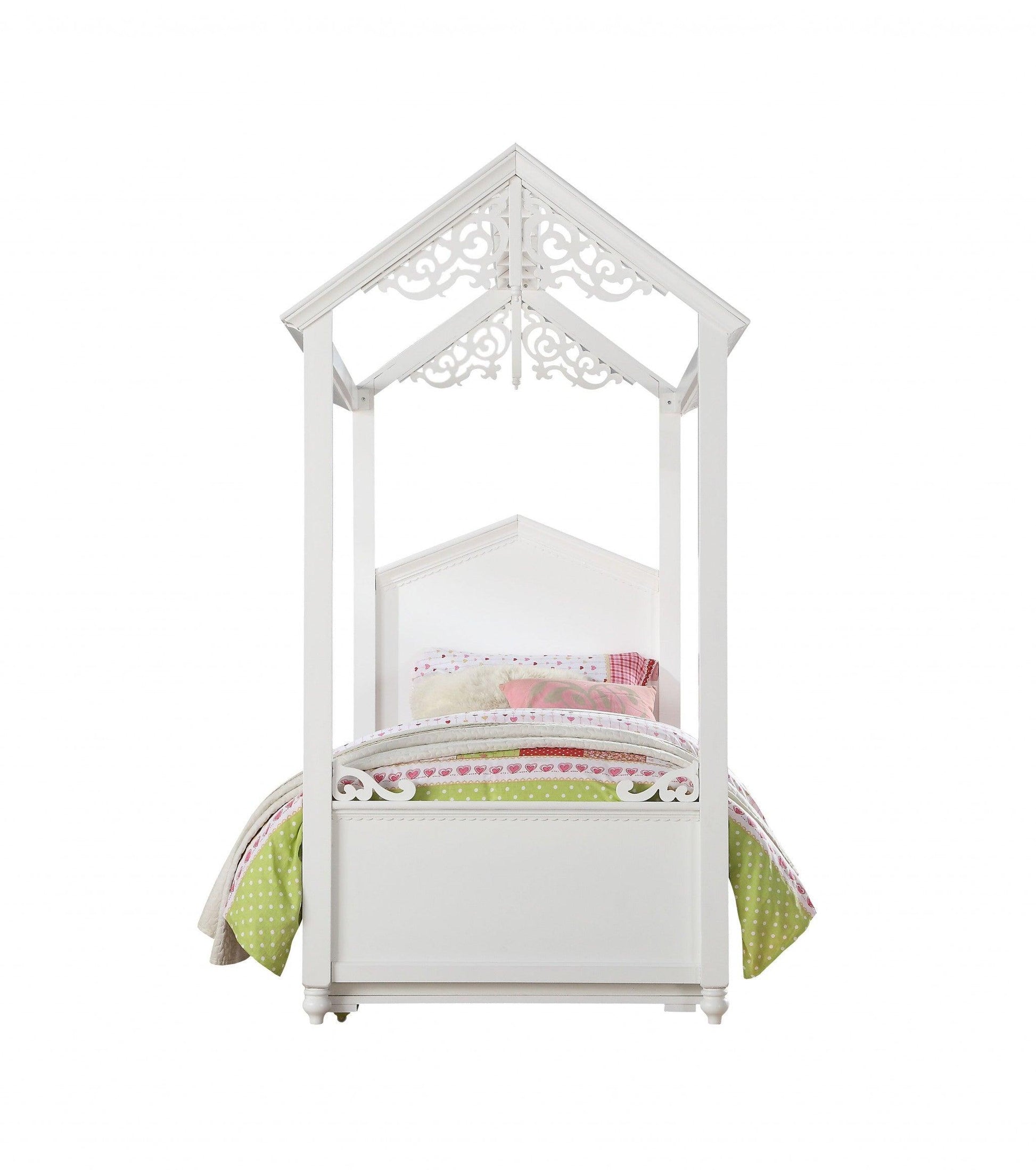 Twin White Canopy Bed - FurniFindUSA