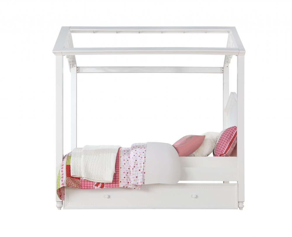 White Wood Twin Canopy Bed HomeRoots