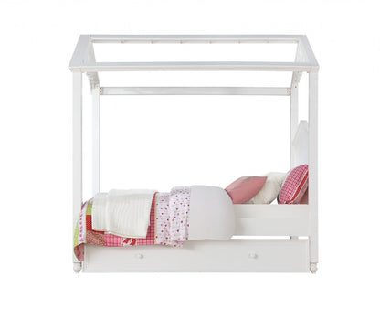 White Wood Twin Canopy Bed Frame HomeRoots