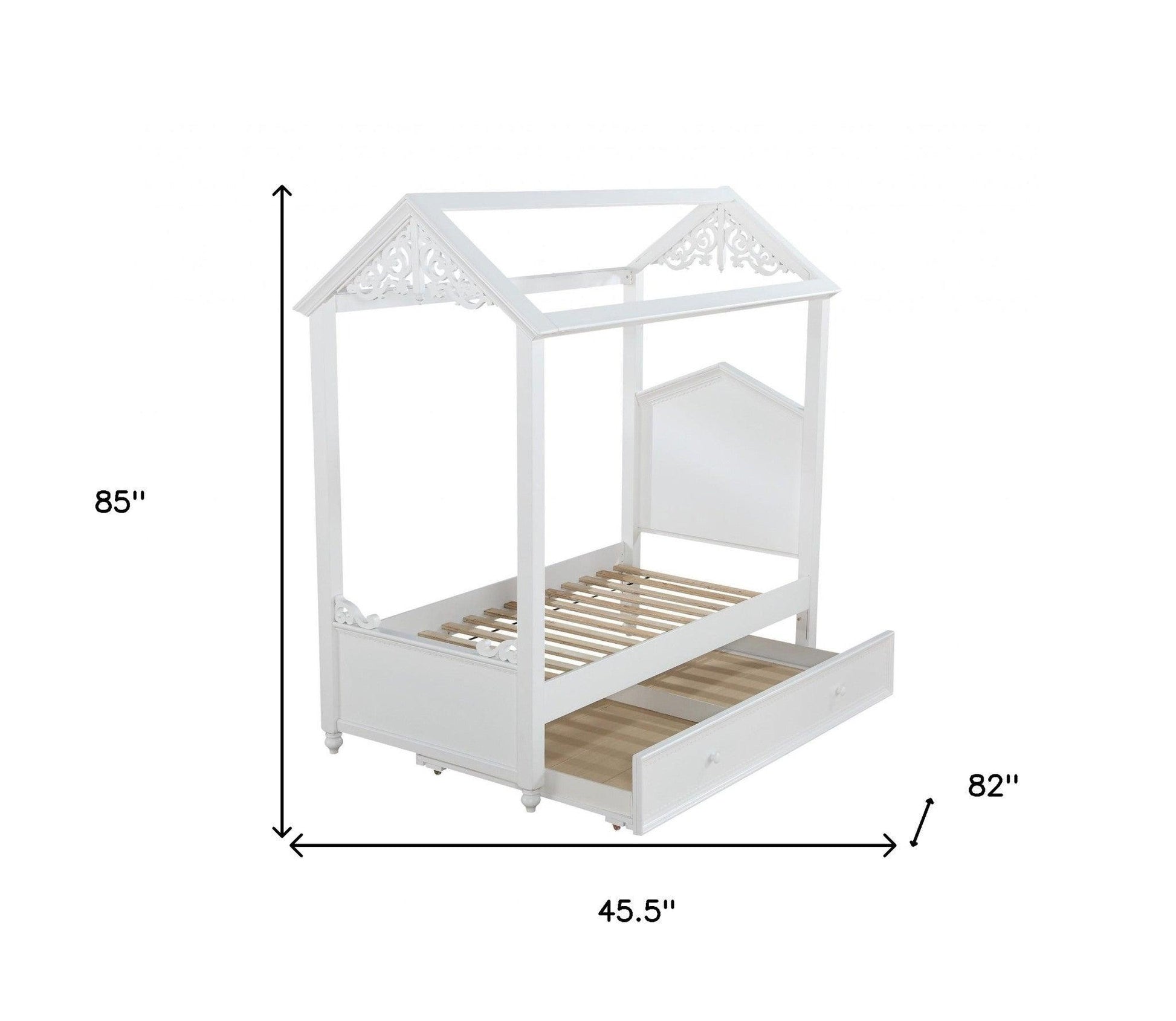 Twin White Canopy Bed - FurniFindUSA