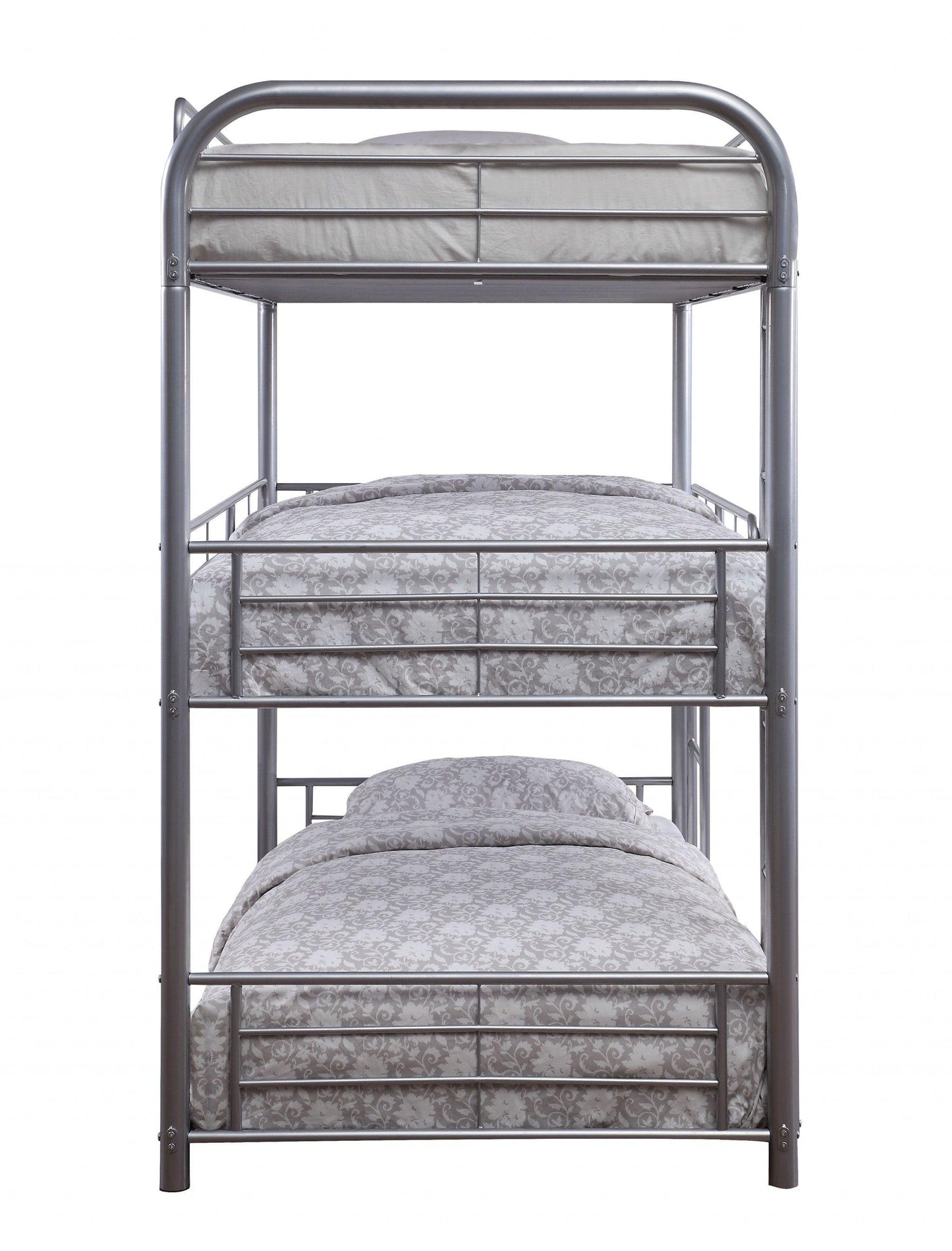 42" X 79" X 74" Gunmetal Metal Triple Bunk Bed - Twin - FurniFindUSA