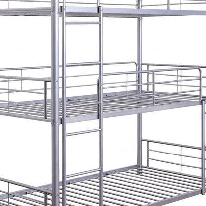 42" X 79" X 74" Gunmetal Metal Triple Bunk Bed - Twin - FurniFindUSA