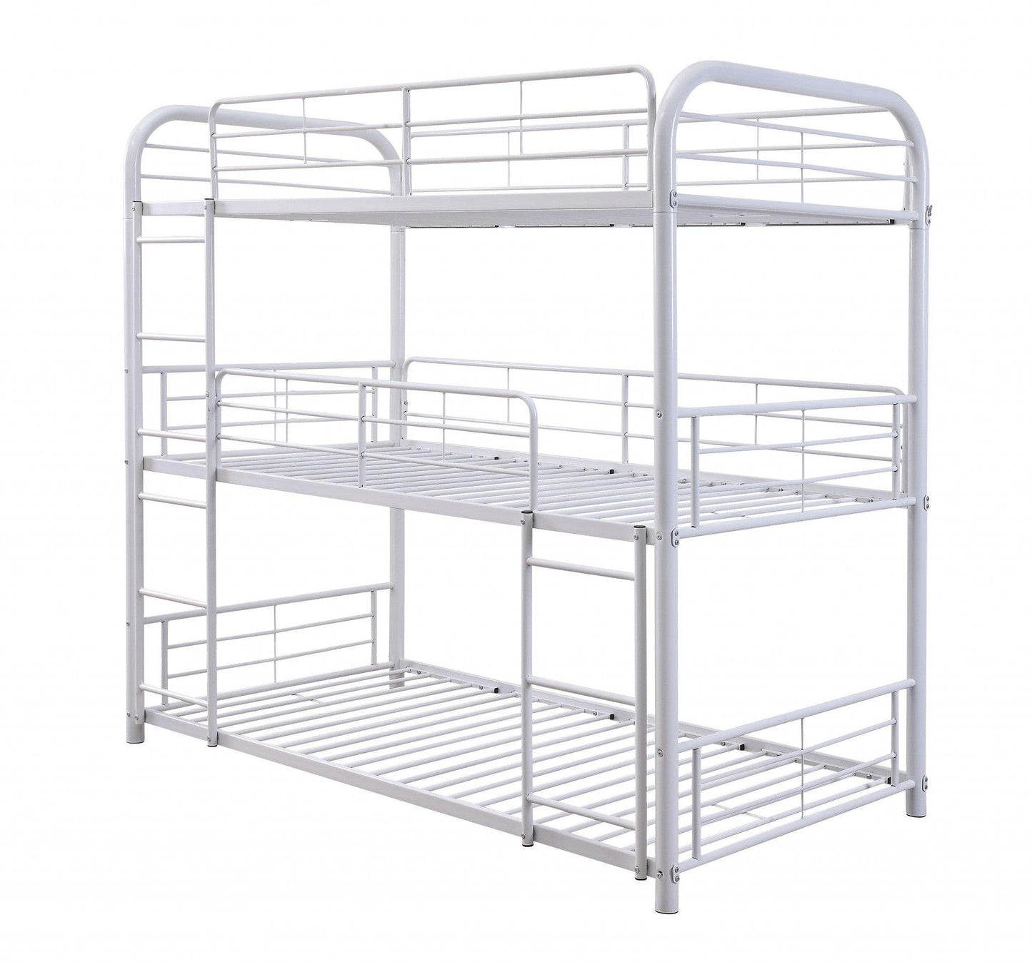 42" X 79" X 74" Gunmetal Metal Triple Bunk Bed - Twin - FurniFindUSA