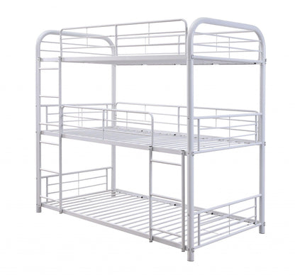 42" X 79" X 74" Gunmetal Metal Triple Bunk Bed - Twin - FurniFindUSA