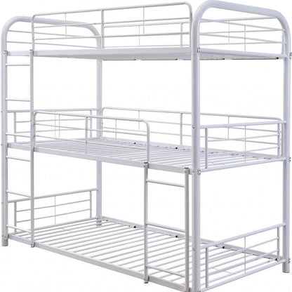 42" X 79" X 74" Gunmetal Metal Triple Bunk Bed - Twin - FurniFindUSA