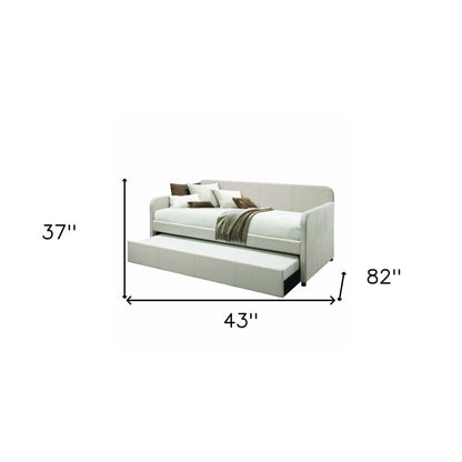 White and Light Gray Wood And Linen Twin Bed Frame HomeRoots