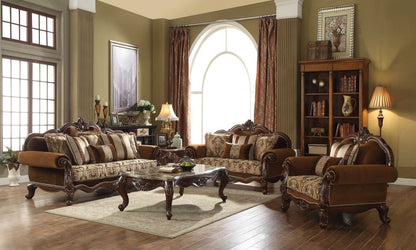 69" Brown Damask Chesterfield Loveseat and Toss Pillows HomeRoots