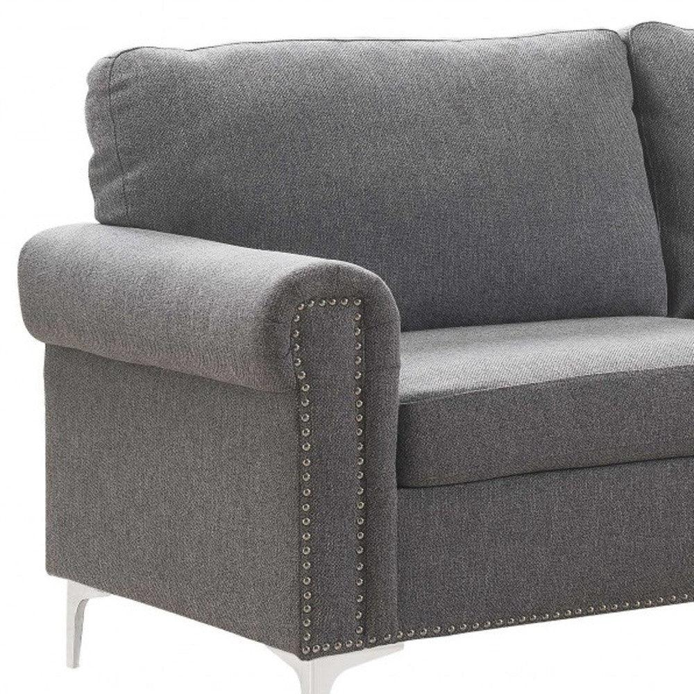 Gray Polyester L Shaped Two Piece Sofa and Chaise Sectional - FurniFindUSA