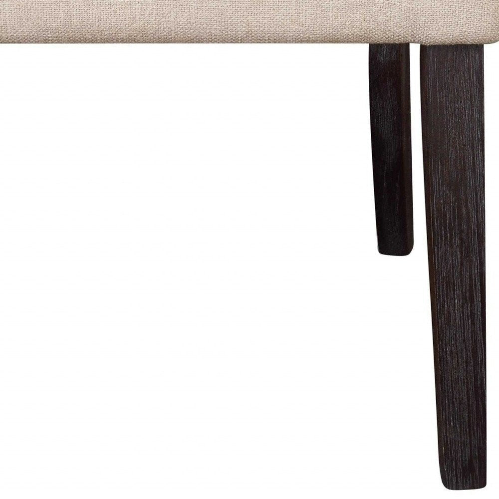 Set of Two Tufted Beige and Espresso Upholstered Linen Dining Side Chairs HomeRoots
