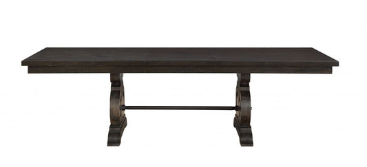 104" Brown Solid Wood Trestle Base Dining Table HomeRoots