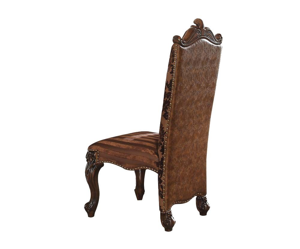 Set of Two Brown Upholstered Faux Leather Queen Anne Back Dining Side Chairs HomeRoots