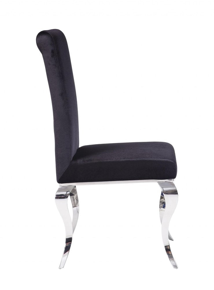 Set of Two Black And Silver Upholstered Fabric Dining Side Chairs HomeRoots